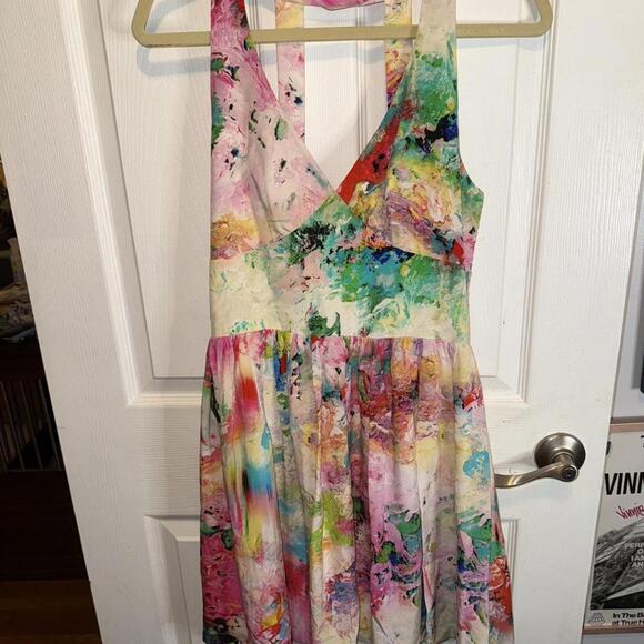 Amanda uprichard silk pastel watercolor dress - Picture 1 of 6